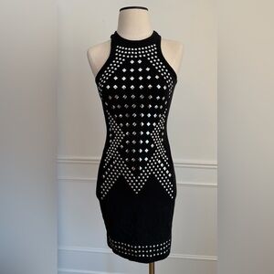 Express Bodycon Black Dress with Silver Studs